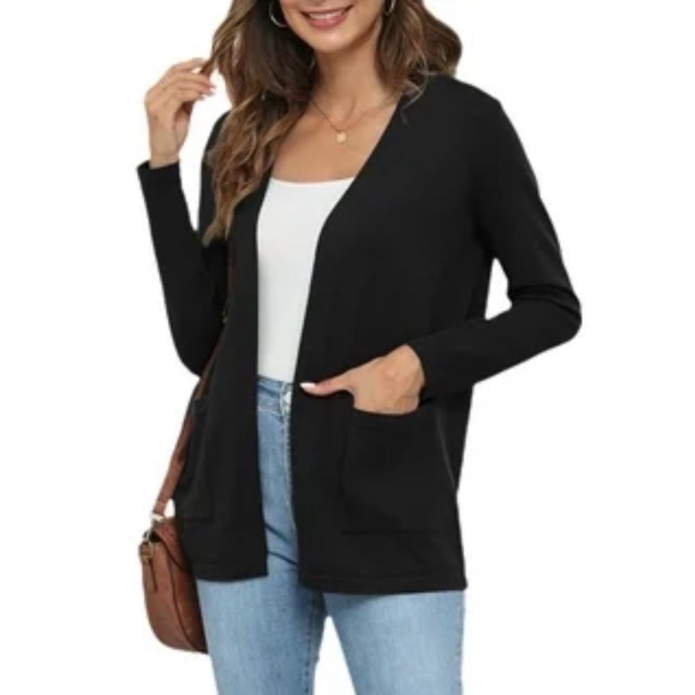 99 Jane Street Black Open Front Cardigan Sweater Women’s Small